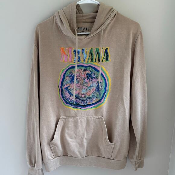 Nirvana Men's Tan Hoodie Sweatshirt Size Small - Picture 1 of 5
